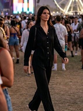 Black Women’s Button-Up Wide-Leg Pants Set